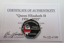 Load image into Gallery viewer, In Memory Queen Elizabeth II 1926 - 2022 Rare 50p Shaped Coin Limited