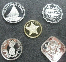 Load image into Gallery viewer, 1974 BAHAMAS 5 COIN PROOF SET FREANKLIN MINT WITH CERTIFICATE COIN FLIP AND BAG