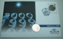 Load image into Gallery viewer, 2000 MILLENNIUM UNIQUE DUAL BONDED GOLD & SILVER 25 CROWN COIN 1ST DAY COVER,PNC