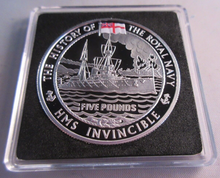 Load image into Gallery viewer, 2004 HISTORY OF THE ROYAL NAVY HMS INVINCIBLE SILVER PROOF £5 COIN ROYAL MINT
