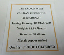 Load image into Gallery viewer, 2005 THE END OF THE WAR VE DAY PROOF GIBRALTAR 2005 1 CROWN COIN BOX & COA