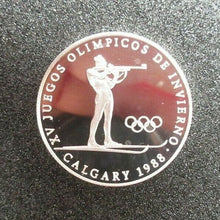 Load image into Gallery viewer, 1988 Panama 1 balboa Olympic Winter Games Calgary Biathlon proof silver coin