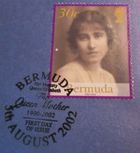 Load image into Gallery viewer, 1900 2002 QUEEN MOTHER - 2 STAMP COVERS & FOLDER SHEET BERMUDA