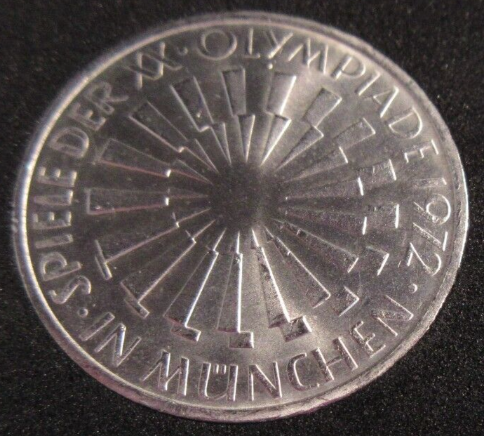 OLYMPIC GAMES SPIRAL 2 1972 MUNICH 10 DEUTSCHE MARKS BUNC MINT MARK F & CAPSULE