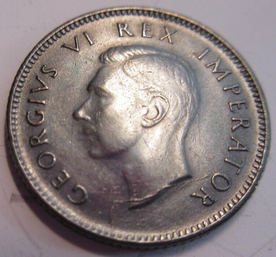 KING GEORGE VI 6d SIXPENCE 1942 .800 SILVER COIN AUNC DIE FLAW STUNNING TONE