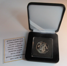 Load image into Gallery viewer, 1992 QEII FATHER CHRISTMAS FIFTY PENCE COIN MINT MARK BB GIBRALTAR BOX &amp; COA
