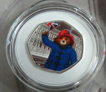 Load image into Gallery viewer, 2018 Paddington at the Palace Colourized Silver Proof Royal Mint 50p Boxed&amp;COA
