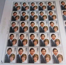 Load image into Gallery viewer, 1981 PRINCE CHARLES &amp; LADY DIANA SPENCER 25P STAMPS X 30 MNH WITH ALBUM SHEET
