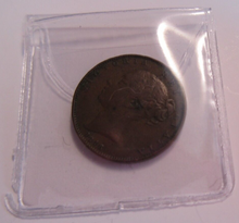Load image into Gallery viewer, 1848 QUEEN VICTORIA FARTHING VF PRESENTED IN CLEAR FLIP
