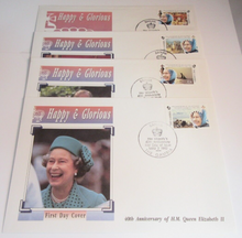 Load image into Gallery viewer, QUEEN ELIZABETH II HAPPY &amp; GLORIOUS 40th ANNIVERS 4 FIRST DAY COVERS - GAMBIA
