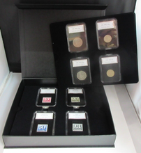 Load image into Gallery viewer, 1968-1983 THE FIRST DECIMAL COINS &amp; ROYAL MAIL TO PAY COMMEMORATIVES BOX &amp; COA
