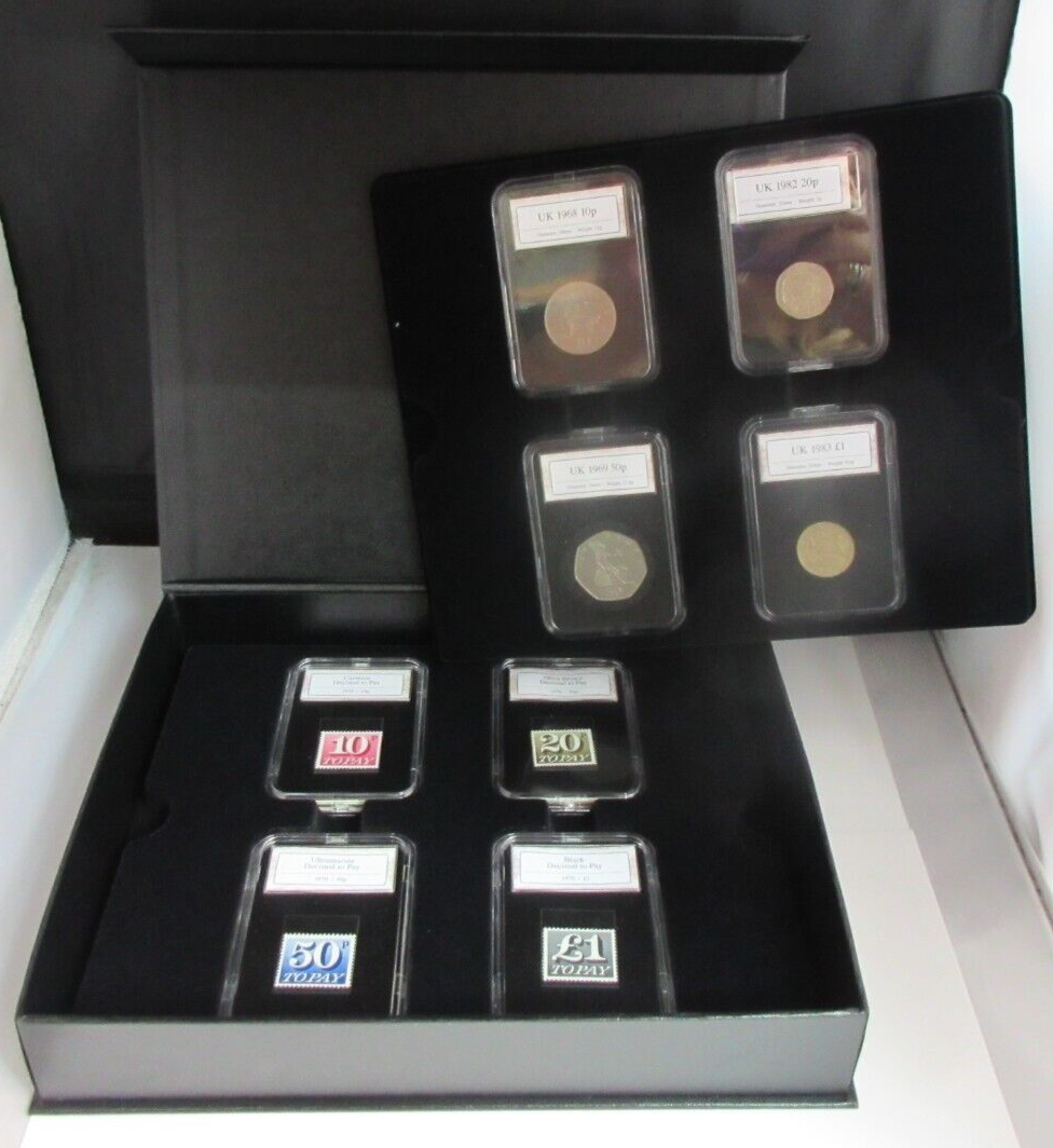 1968-1983 THE FIRST DECIMAL COINS & ROYAL MAIL TO PAY COMMEMORATIVES BOX & COA