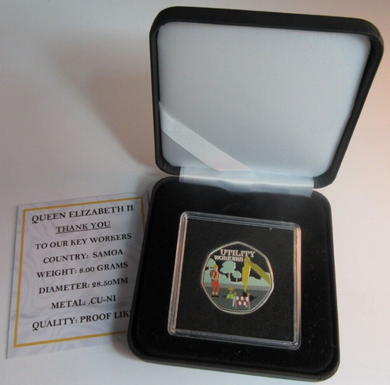 2020 THANK YOU KEYWORKERS SAMOA HALF DOLLAR COIN BOX & COA - UTILITY WORKERS