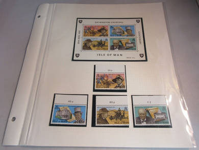 1974 SIR WINSTON CHURCHILL CENTENARY ISLE OF MAN 8 STAMPS MNH WITH ALBUM SHEET