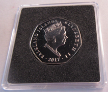 Load image into Gallery viewer, 2017 FALKLAND ISLANDS DIAMOND FINISH 50P COIN WITH CHRISTMAS CARD BOX &amp; COA
