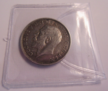 Load image into Gallery viewer, 1918 KING GEORGE V BARE HEAD VF-EF .925 SILVER ONE SHILLING COIN IN CLEAR FLIP
