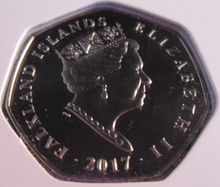 Load image into Gallery viewer, 2017 FALKLAND ISLANDS DIAMOND FINISH 50P COIN WITH CHRISTMAS CARD INCLUDES COA
