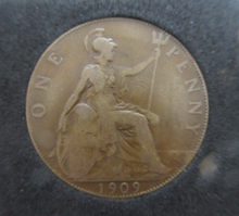 Load image into Gallery viewer, 1909 Edward VII 1p Penny Rare With Raised Dot after N in &#39;ONE&#39; Boxed
