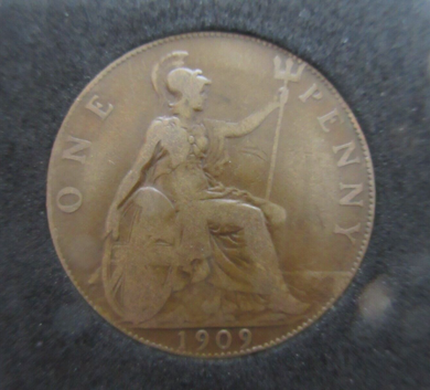 1909 Edward VII 1p Penny Rare With Raised Dot after N in 'ONE' Boxed