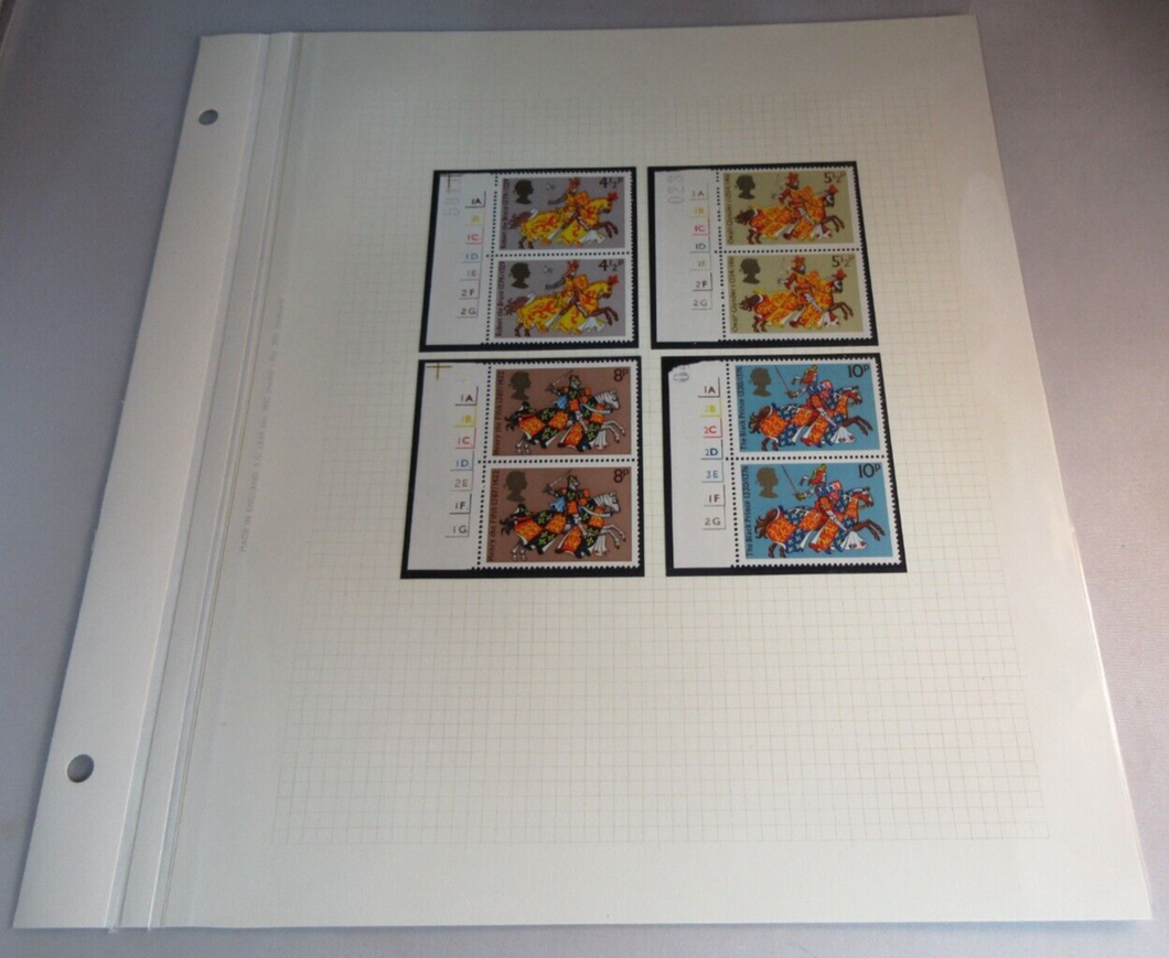 1974 MEDIEVAL WARRIORS PAIRS TOTAL 8 STAMPS MNH WITH ALBUM SHEET