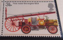 Load image into Gallery viewer, 1974 FIRE ENGINE POSTAGE STAMP PAIRS MNH 8 STAMPS WITH ALBUM PAGE
