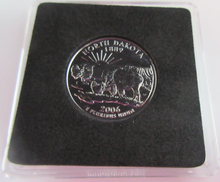 Load image into Gallery viewer, 2006 UNITED STATES MINT STATE QUARTER DOLLAR NORTH DAKOTA 1889 PLATINUM PLATED
