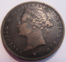 Load image into Gallery viewer, 1877 H QUEEN VICTORIA ONE TWENTY FOURTH OF A SHILLING COIN VF JERSEY
