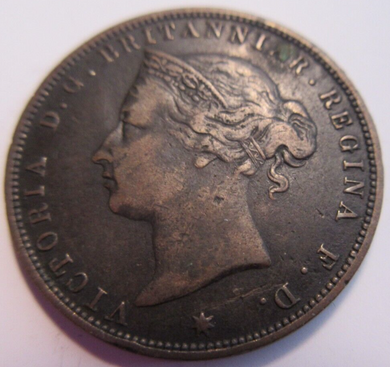 1877 H QUEEN VICTORIA ONE TWENTY FOURTH OF A SHILLING COIN VF JERSEY