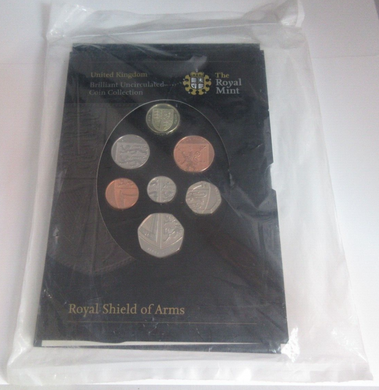 Royal Shield of Arms 2008 First Year UK Coinage Royal Mint BUnc 7 Coin Pack