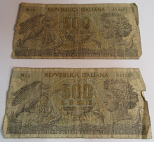 Load image into Gallery viewer, ITALY BANKNOTES LIRE VARIOUS 13 X BANKNOTES 1939-1990 WITH NOTE HOLDER
