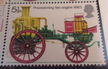 Load image into Gallery viewer, 1974 FIRE ENGINE POSTAGE STAMP PAIRS MNH 8 STAMPS WITH ALBUM PAGE
