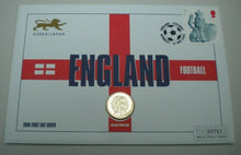 Load image into Gallery viewer, 2002 ENGLAND FOOTBALL £1 COIN COVER, BUNC, WITH ROYAL MAIL STAMP, POSTMARKS PNC

