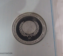 Load image into Gallery viewer, 1975 30th Anniversary of the UN First Edition United Nations Silver Proof Medal
