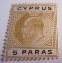 Load image into Gallery viewer, CYPRUS 5 10 30 PARAS 1/4 &amp; FIGI 1D STAMPS IN CLEAR FRONTED STAMP HOLDER
