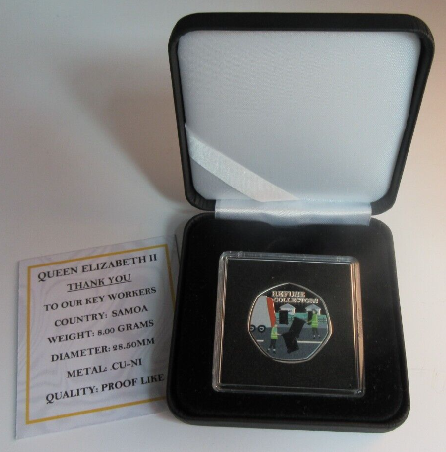 2020 THANK YOU KEYWORKERS SAMOA HALF DOLLAR COIN BOX & COA - REFUSE COLLECTORS