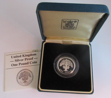 Load image into Gallery viewer, 1987 £1 ONE POUND SILVER PROOF COIN ENGLISH OAK ROYAL MINT BOX &amp; COA
