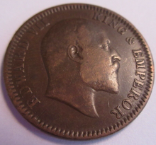 Load image into Gallery viewer, 1908 KING EDWARD VII ONE QUARTER ANNA COIN INDIA IN CLEAR FLIP
