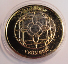 Load image into Gallery viewer, 1975 THE GENIUS OF VERMEER HALLMARKED 24CT GOLD PLATED .925 SILVER 32G MEDAL
