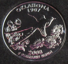 Load image into Gallery viewer, 2008 UNITED STATES MINT STATE QUARTER DOLLAR OKLAHOMA 1907 PLATINUM PLATED
