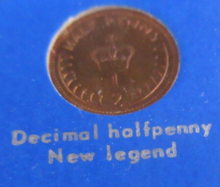 Load image into Gallery viewer, BRITAINS LOST COINAGE THE HALFPENNY UK 5 COIN SET &amp; ROYAL MINT BLUE BOOK
