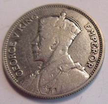 Load image into Gallery viewer, KING GEORGE V FIJI SHILLING 1934 .500 SILVER VF+ SHILLING COIN &amp; CLEAR FLIP
