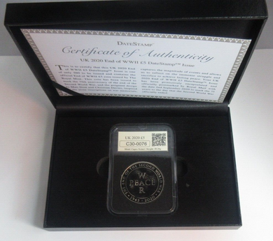 2020 War and Peace Date Stamp End of WWII BUnc UK £5 Royal Mint Coin Boxed COA
