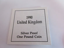 Load image into Gallery viewer, 1990 £1 ONE POUND SILVER PROOF COIN WELSH LEEK ROYAL MINT BOX &amp; COA
