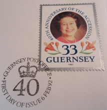 Load image into Gallery viewer, QUEEN ELIZABETH II HAPPY &amp; GLORIOUS 40th ANNIVERS 4 FIRST DAY COVERS - GUERNSEY
