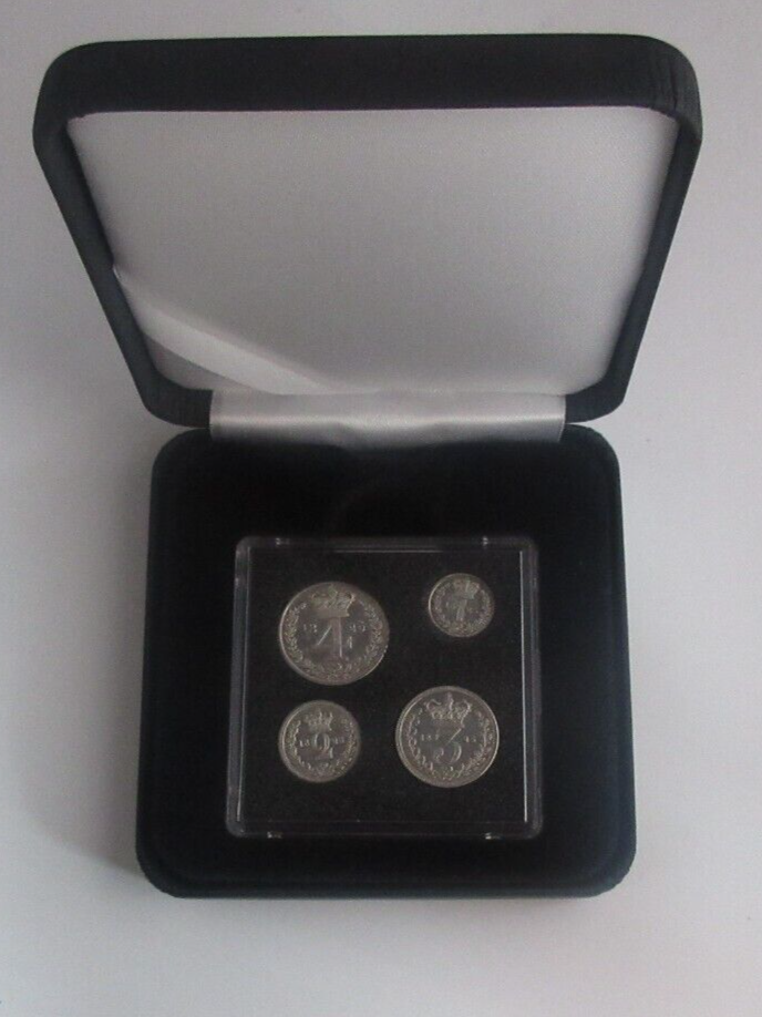 1825 Maundy Money George IV 1d - 4d 4 UK Coin Set In Quadrum Box EF - Unc