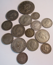 Load image into Gallery viewer, KING GEORGE V &amp; KING GEORGE VI COINAGE G-VF .500 SILVER 3 X .925 SILVER 143GRAMS
