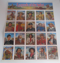 Load image into Gallery viewer, Legends of the West 20 x 29 Cents USA Stamps + Buffalo Bill Geronimo &amp; Sacagawea
