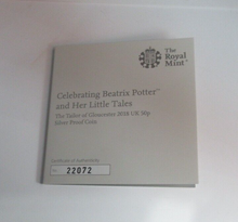 Load image into Gallery viewer, 2018 Tailor of Gloucester Bea Potter UK Silver Proof Coloured 50p Coin Box &amp; COA
