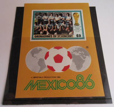 WORLD CUP MEXICO 1986 GRENADINES ST VINCENT POSTAGE STAMP MNH IN STAMP HOLDER