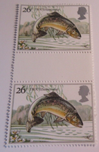 Load image into Gallery viewer, 1983 BRITISH RIVER FISH DECIMAL STAMPS GUTTER PAIRS MNH IN STAMP HOLDER
